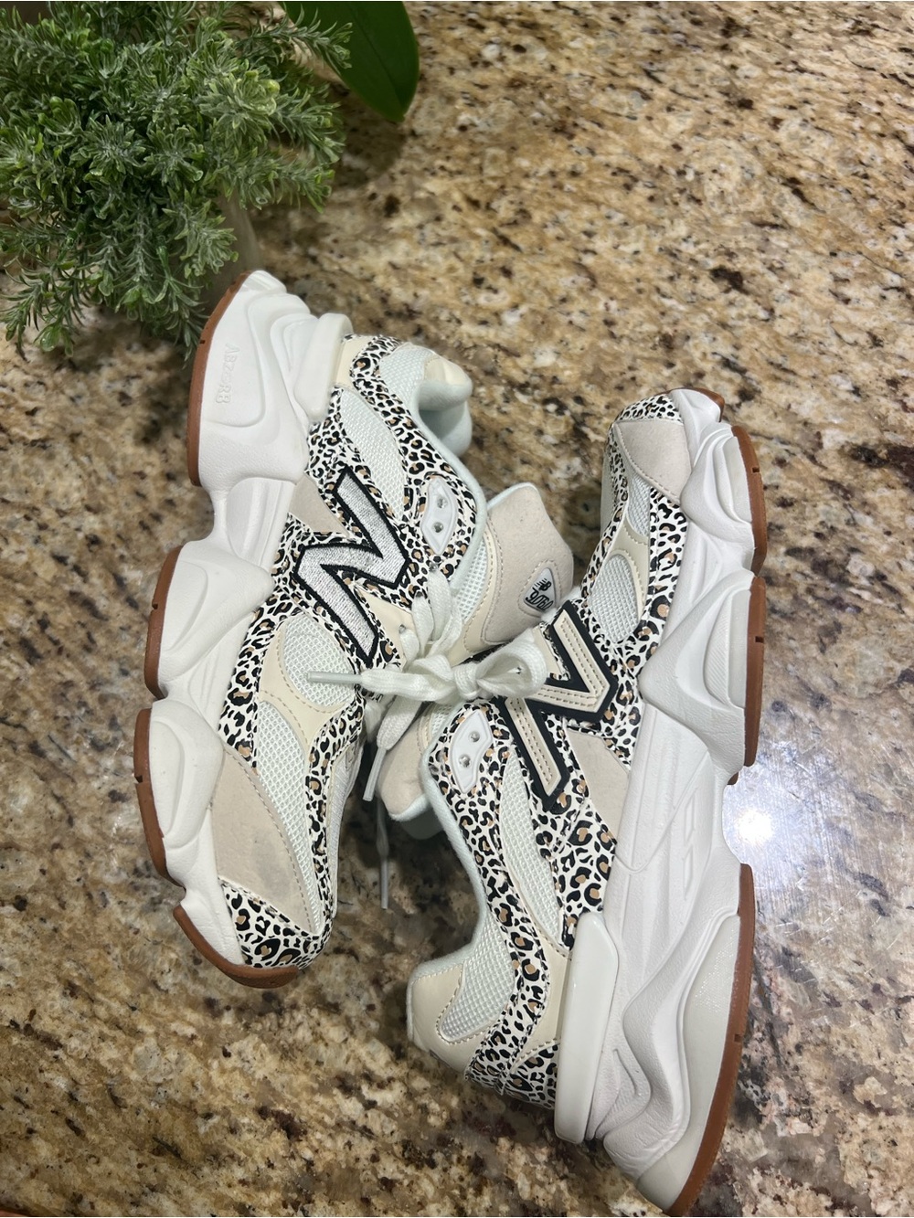 🔥Viral🐆 New Balance 9060 White and Black Leopard-Print Chunky Sneakers - Picture 7 of 13
